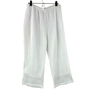 Chalet White Crinkle Linen Cotton Pants Size XL Lined Art To Wear Beach